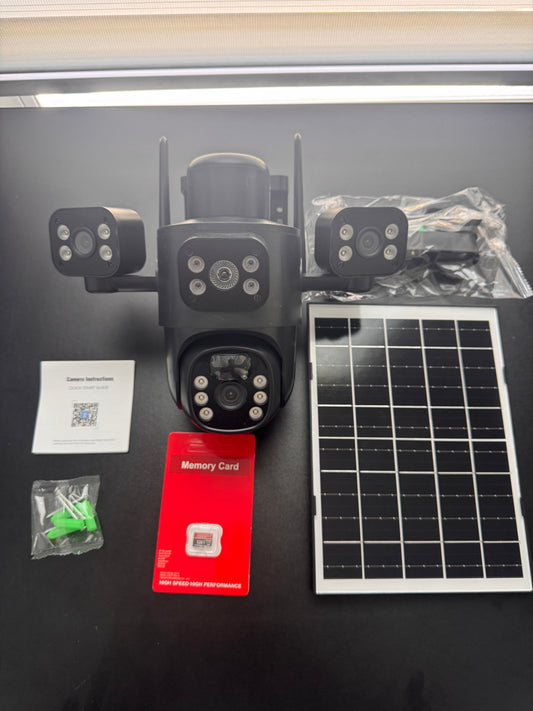 Camara Solar 3 lentes + Sd Card 128Gb
