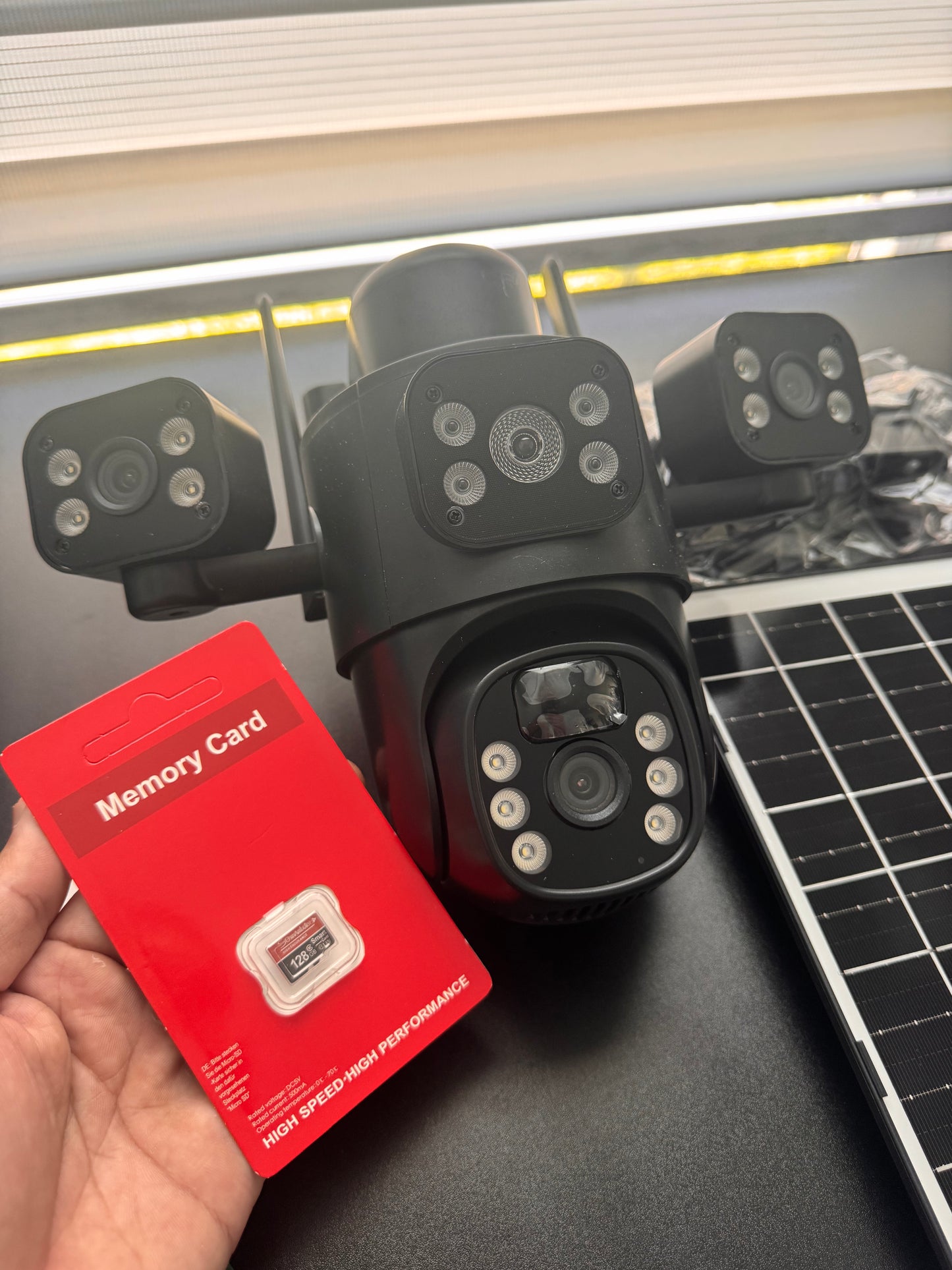 Camara Solar 3 lentes + Sd Card 128Gb