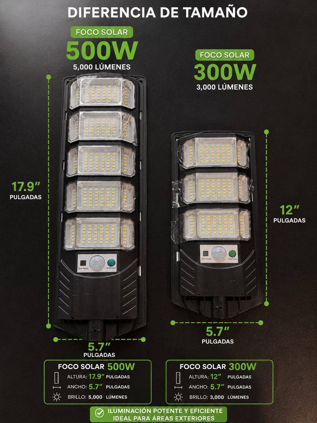 Foco Solar 500W -5,000 Lumenes (240LED)